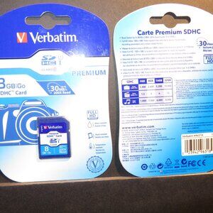 Verbatim 96318 Class 10 SDHC Memory Card 8GB UPC 0023942963189 NIB NEW box of 4